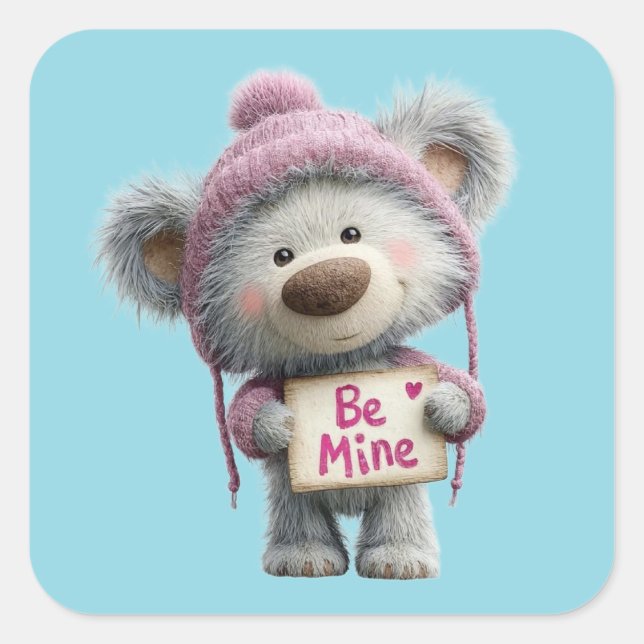 Pegatina Cuadrada Kawaii Valentine Character 3 Inch Sticker – Cute L (Anverso)