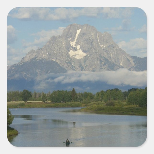 Pegatina Cuadrada Kayak en el parque nacional de Grand Teton (Anverso)