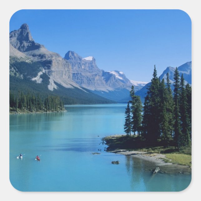Pegatina Cuadrada Kayak en lago maligno en isla de Espíritu (Anverso)