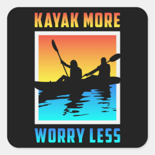 Pegatina Cuadrada Kayak Kayak Canoe Canoeing Paddle Funny Gift