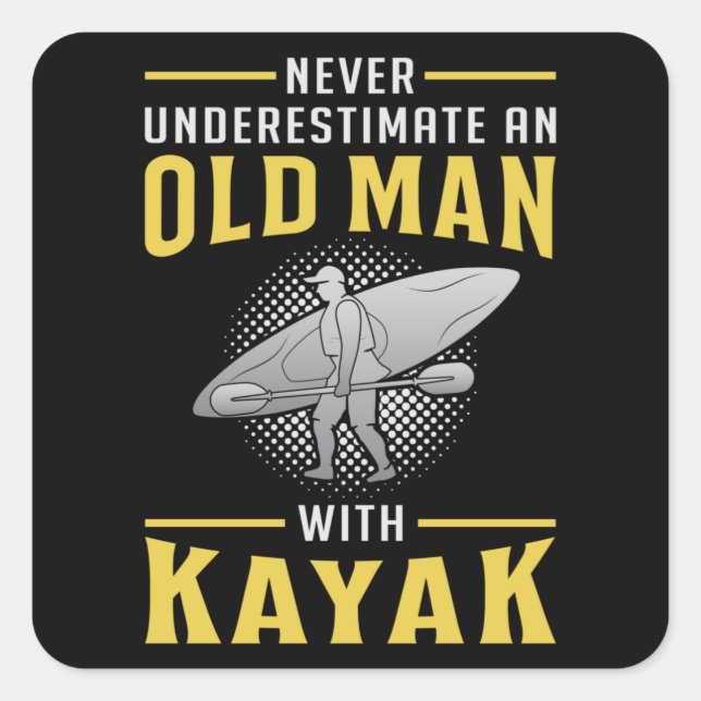 Pegatina Cuadrada Kayak Kayak Canoe Paddle Canoeing Gracioso regalo (Anverso)