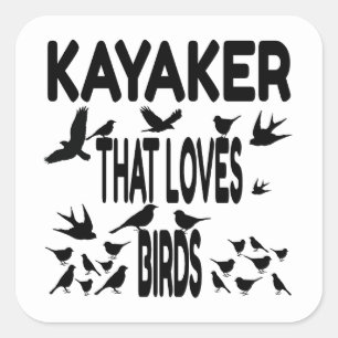 Pegatina Cuadrada Kayaker ama a los pájaros
