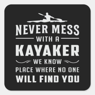 Pegatina Cuadrada Kayaking Canoe Kayak Canoeing Paddle Funny Gift