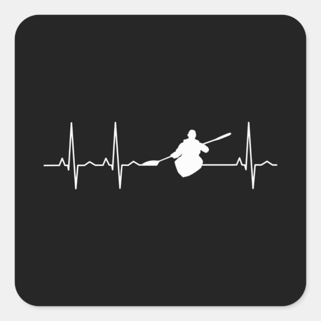 Pegatina Cuadrada Kayaking Heartbeat (Anverso)