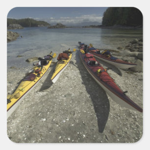 Pegatina Cuadrada Kayaks en la isla Dicebox, grupo Broken Island,