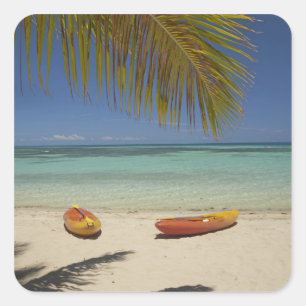 Pegatina Cuadrada Kayaks en la playa, Plantation Island Resort