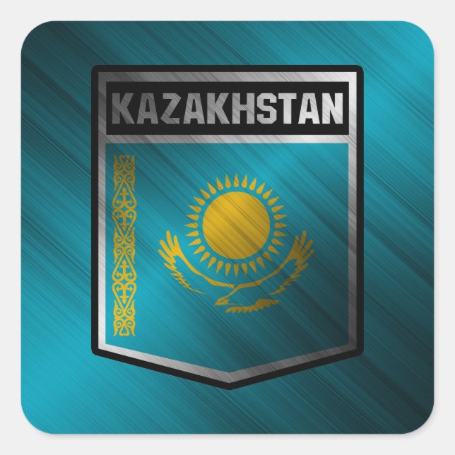 Pegatina Cuadrada Kazajistán (Anverso)