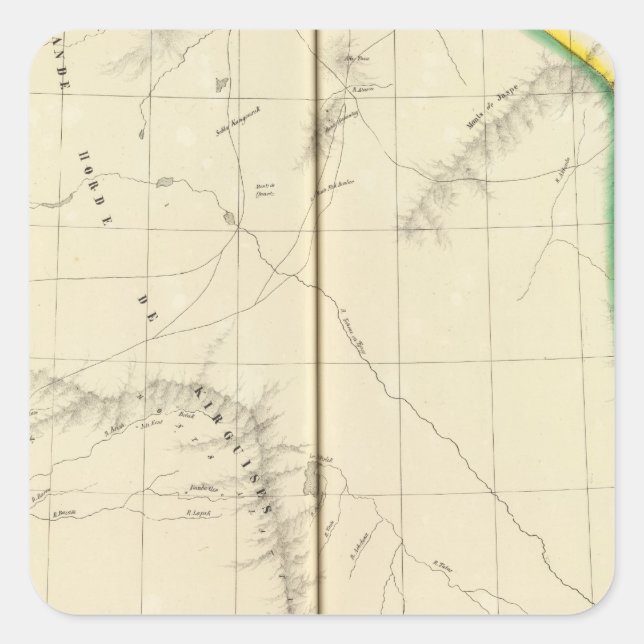 Pegatina Cuadrada Kazajistán, Kirguistán (Anverso)