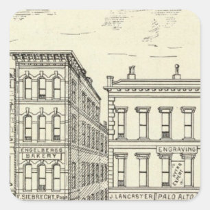 Pegatina Cuadrada Kearny, Pine y California East Side