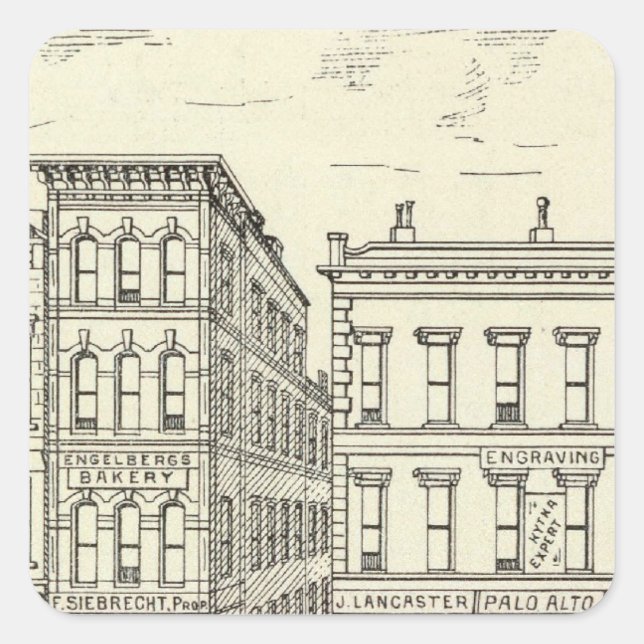 Pegatina Cuadrada Kearny, Pine y California East Side (Anverso)