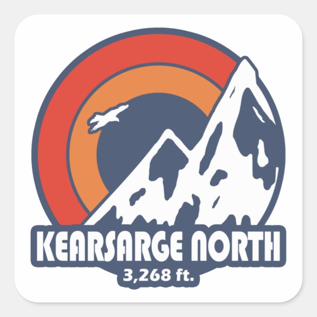 Pegatina Cuadrada Kearsarge North New Hampshire Sun Eagle (Anverso)