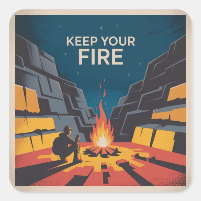 Pegatina Cuadrada Keep Your Fire (Anverso)