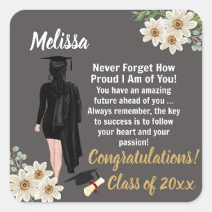 Pegatina Cuadrada Keepsake de graduación personalizada
