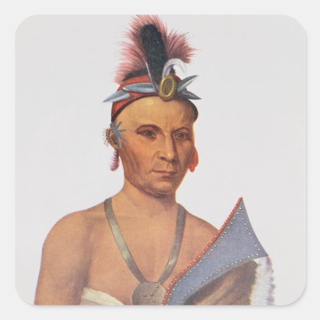 Pegatina Cuadrada Keesheswa o "el Sol", un jefe de Fox (Anverso)