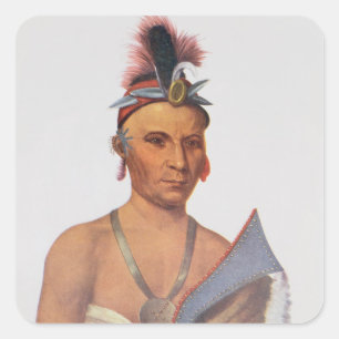 Pegatina Cuadrada Keesheswa o "el Sol", un jefe de Fox