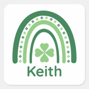 Pegatina Cuadrada Keith Name Clover Boho Rainbow