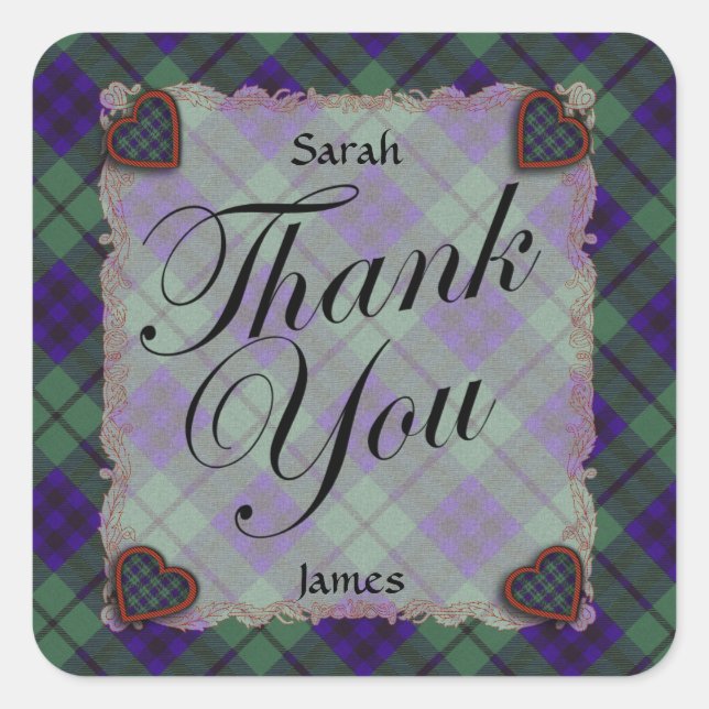 Pegatina Cuadrada Keith Scottish clan tartan (Anverso)