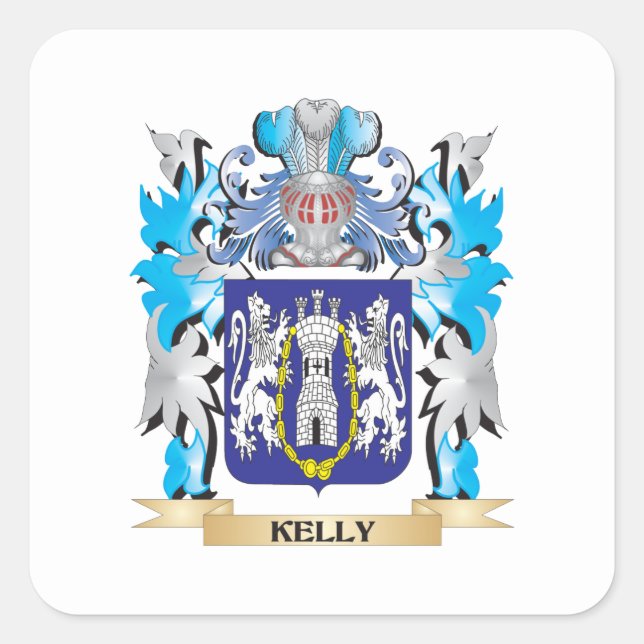 Pegatina Cuadrada Kelly Coat of Arms - Family Crest (Anverso)