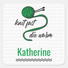 Pegatina Cuadrada Kelly Green Knit Fast, muere caliente