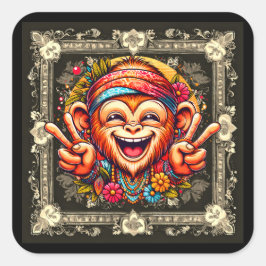 Pegatina Cuadrada "Kelly the Chill Monkey Sticker"