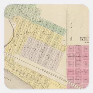 Pegatina Cuadrada Kendall, Morganville, plata, Idana, Kansas