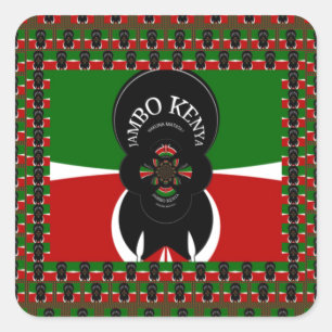 Pegatina Cuadrada Kenia Logrando regresar corazones étnicos rojos ve