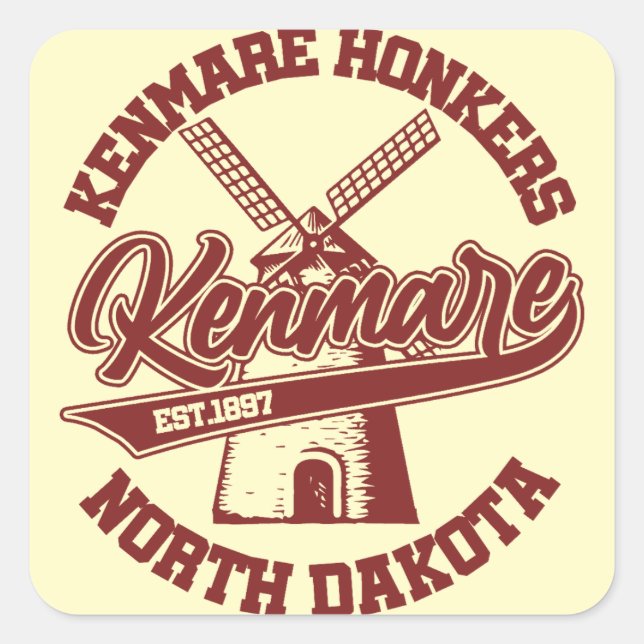 Pegatina Cuadrada Kenmare, Dakota del Norte (Anverso)