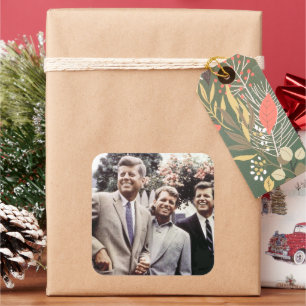 Pegatina Cuadrada Kennedy Brothers, Presidente John, Robert y Ted