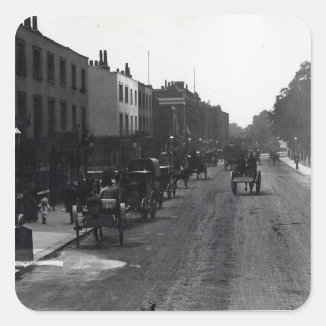 Pegatina Cuadrada Kensington High Street, Londres (Anverso)