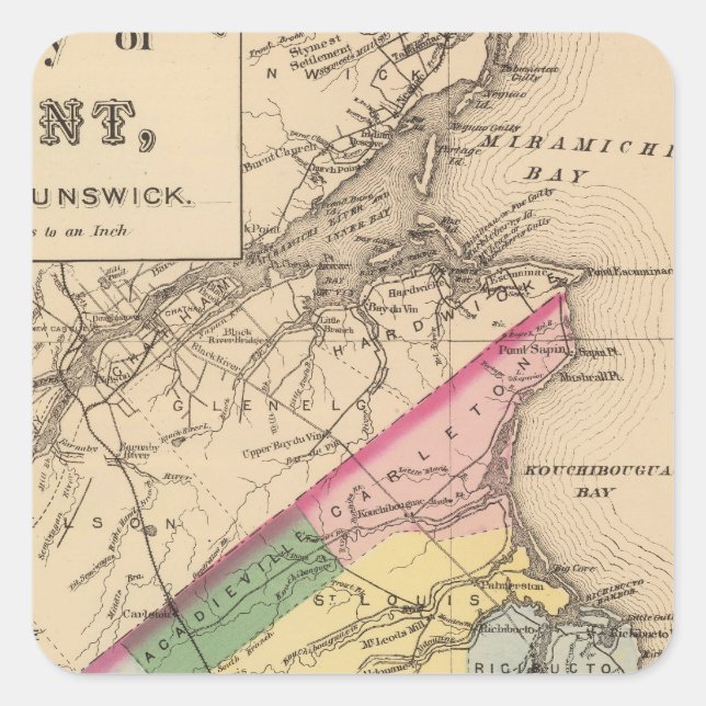 Pegatina Cuadrada Kent Co., NB (Anverso)