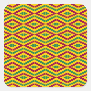 Pegatina Cuadrada Kente africano, feliz Kwanzaa