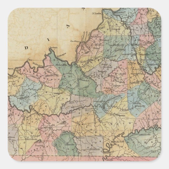 Pegatina Cuadrada Kentucky 11 (Anverso)