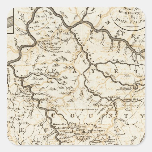 Pegatina Cuadrada Kentucky 2 (Anverso)