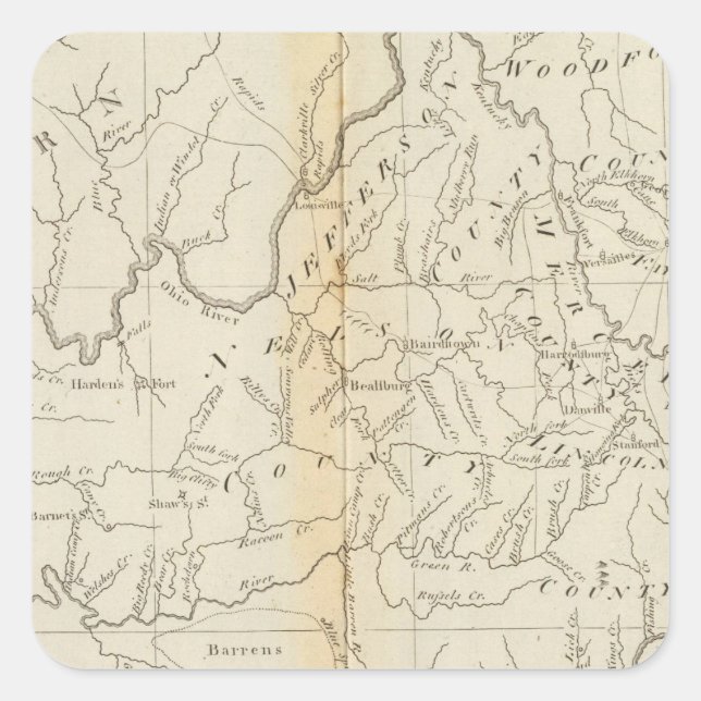 Pegatina Cuadrada Kentucky 4 (Anverso)