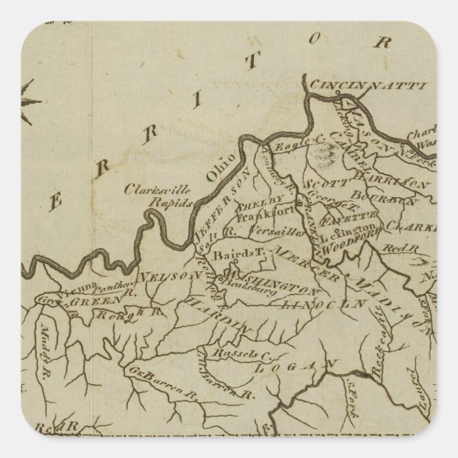 Pegatina Cuadrada Kentucky 5 (Anverso)
