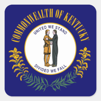 Pegatina Cuadrada Kentucky: Bandera estatal de la Commonwealth de Bl