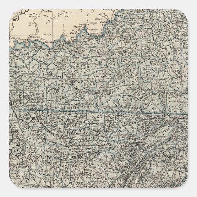 Pegatina Cuadrada Kentucky, Tennessee 2 (Anverso)