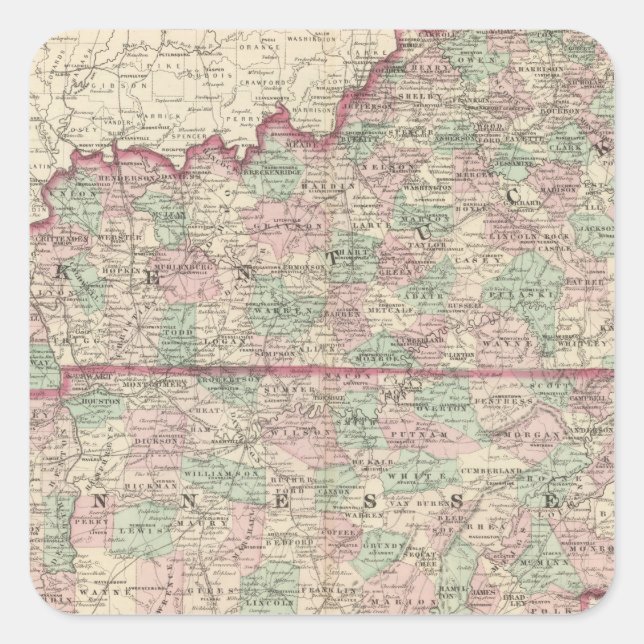 Pegatina Cuadrada Kentucky y Tennessee (Anverso)