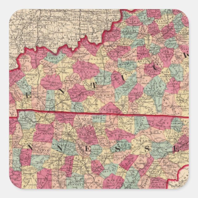 Pegatina Cuadrada Kentucky y Tennessee 2 (Anverso)