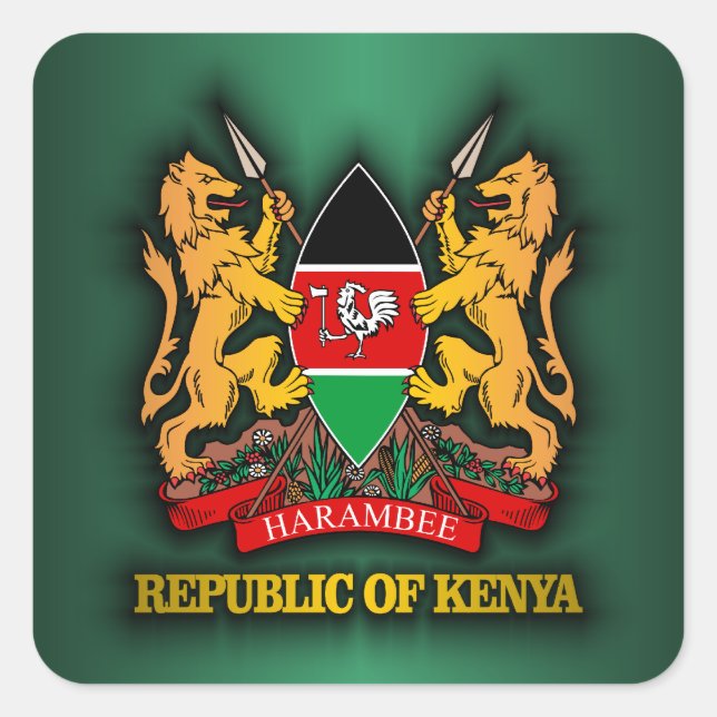 Pegatina Cuadrada Kenya COA (Anverso)