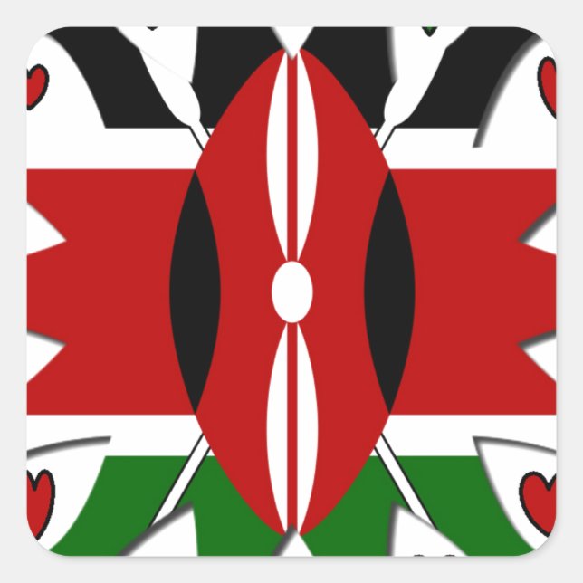 Pegatina Cuadrada Kenya: Motif de arte de la bandera (Anverso)