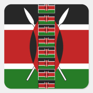 Pegatina Cuadrada Kenya Seamless Flags Borde tramas de arte