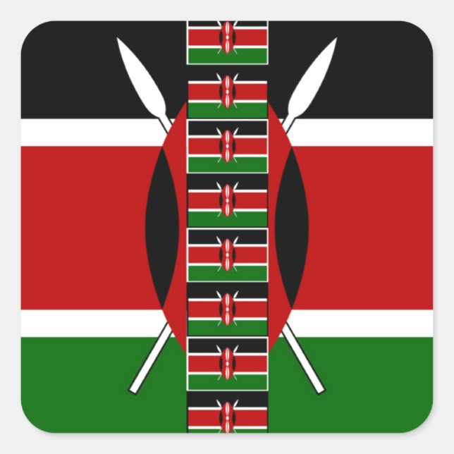 Pegatina Cuadrada Kenya Seamless Flags Borde tramas de arte (Anverso)