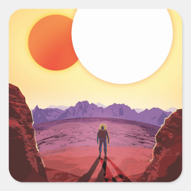Pegatina Cuadrada Kepler Space Travel Destination Planet Adventure (Anverso)