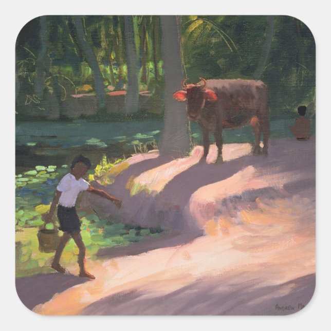 Pegatina Cuadrada Kerala Backwater India 1996 (Anverso)