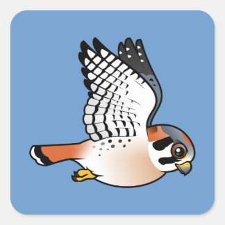 Pegatina Cuadrada Kestrel americano en vuelo