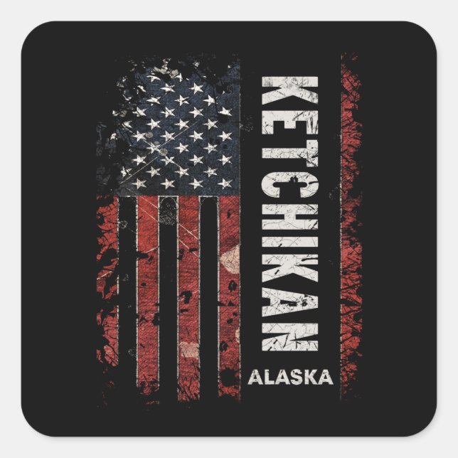 Pegatina Cuadrada Ketchikan Alaska (Anverso)