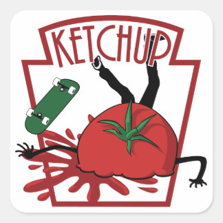 Pegatina Cuadrada KETCHUP. Funny sticker