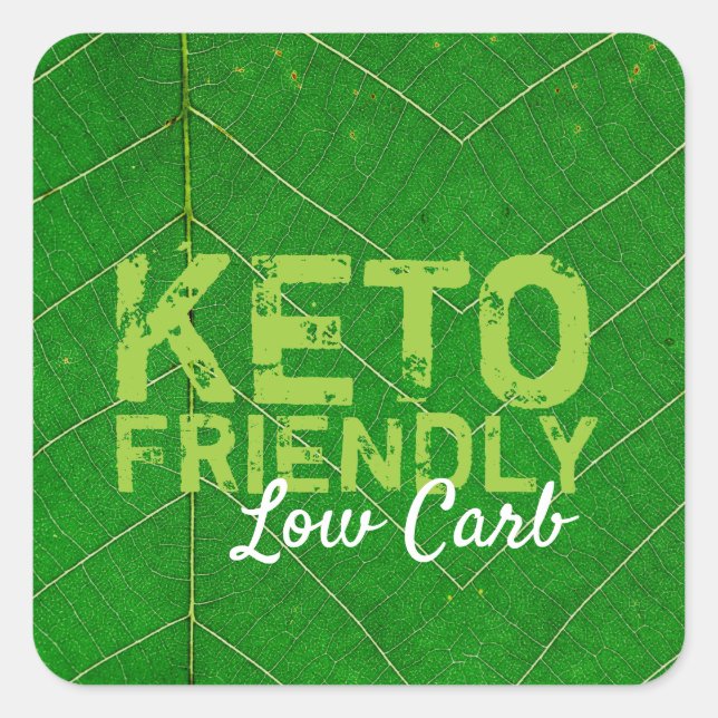 Pegatina Cuadrada Keto Friendly Low Carb (Anverso)