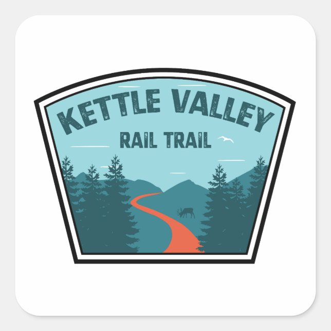 Pegatina Cuadrada Kettle Valley Rail Trail British Columbia (Anverso)